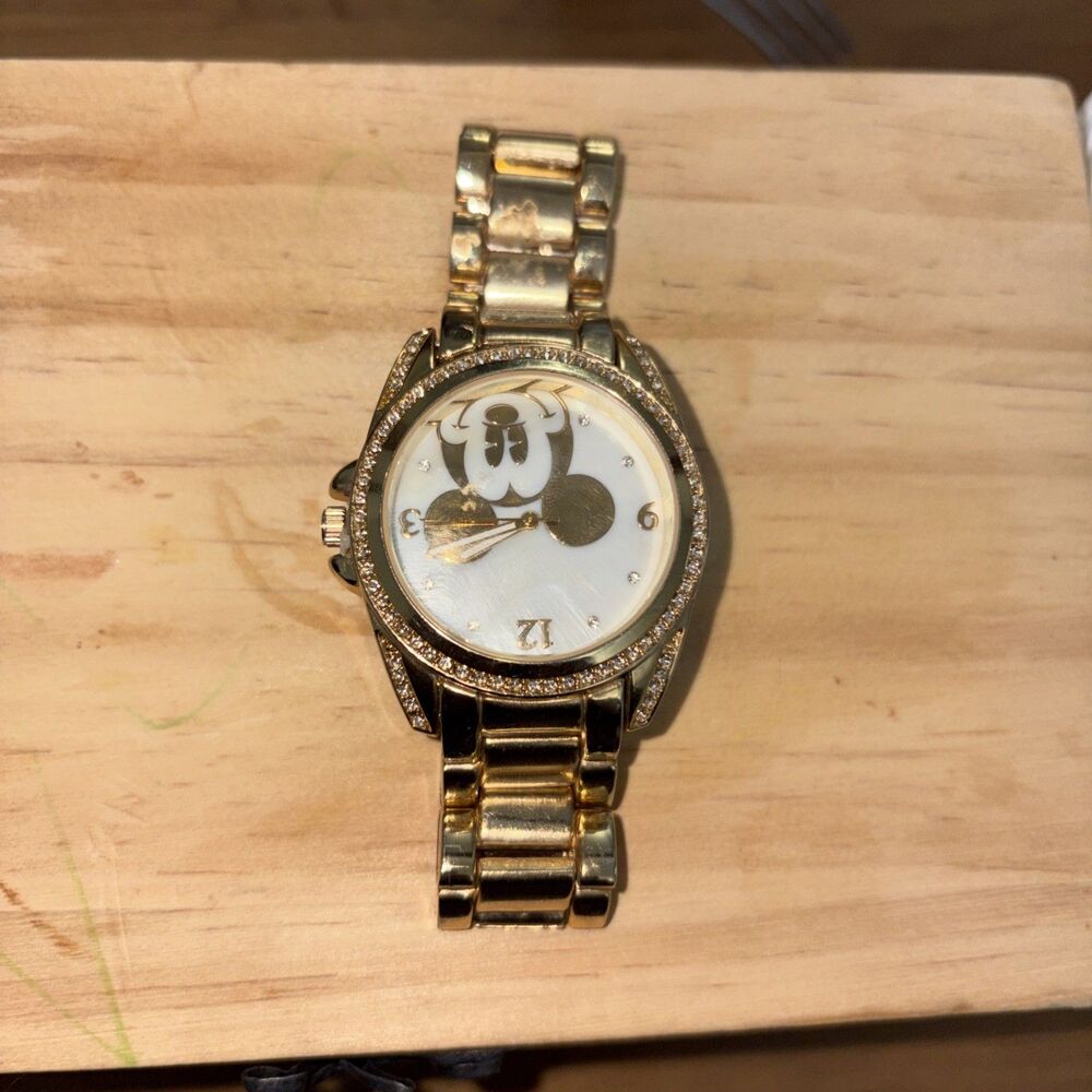Women's Disney Mickey Mouse Gold w/ Crystals Bracelet Watch